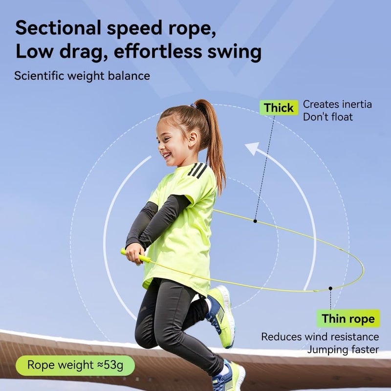 joinrope Kids Jump Rope for Children-Adjustable Speed Skipping Rope with Dual Bearings, Segmented Anti-Tangle Cord, Silicone Handles, Indoor Outdoor Fitness Toy for Boys & Girls - Image 4
